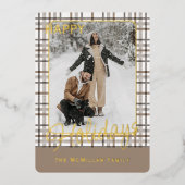 Rustic Classy Elegant Plaid Pattern Gold 箔シーズンカード (正面)