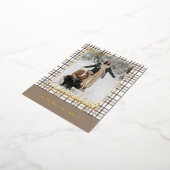 Rustic Classy Elegant Plaid Pattern Gold 箔シーズンポストカード (回転した状態)