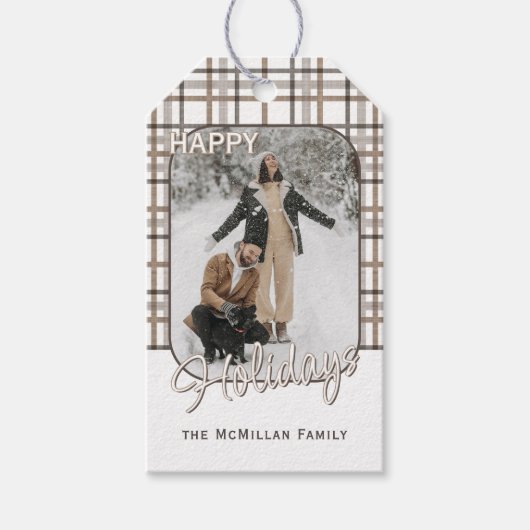 Rustic Classy Elegant Plaid Pattern Holiday ギフトタグ (正面)