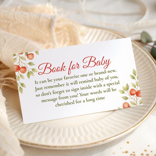 Rustic Clothesline Apple Book For Baby Shower エンクロージャーカード