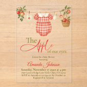 Rustic Clothesline Apple Girl Baby Shower アクリル招待状 (正面)