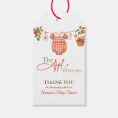 Rustic Clothesline Apple Locally Grown Baby Shower ギフトタグ (正面)