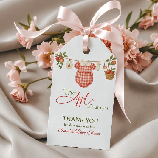 Rustic Clothesline Apple Locally Grown Baby Shower ギフトタグ