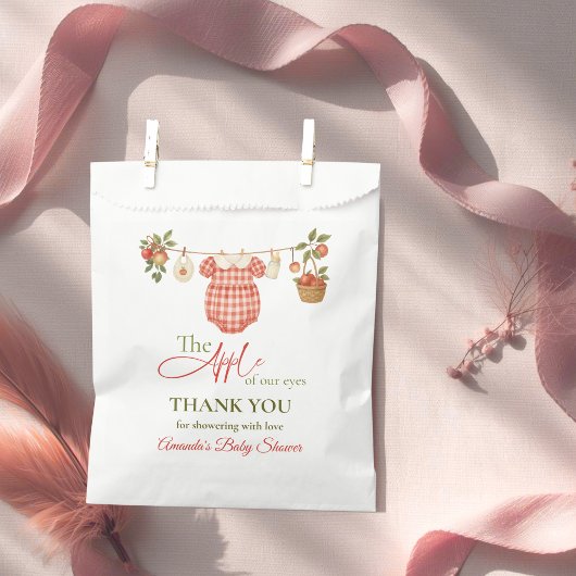Rustic Clothesline Apple Locally Grown Baby Shower フェイバーバッグ