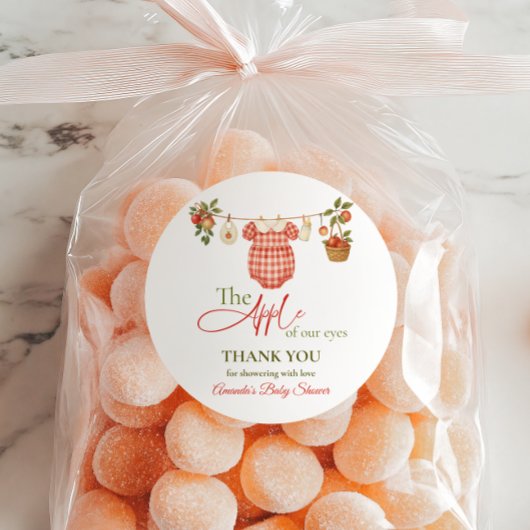 Rustic Clothesline Apple Locally Grown Baby Shower ラウンドシール