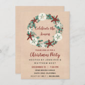 Rustic Coastal Christmas Beach Party 招待状 (正面/裏面)