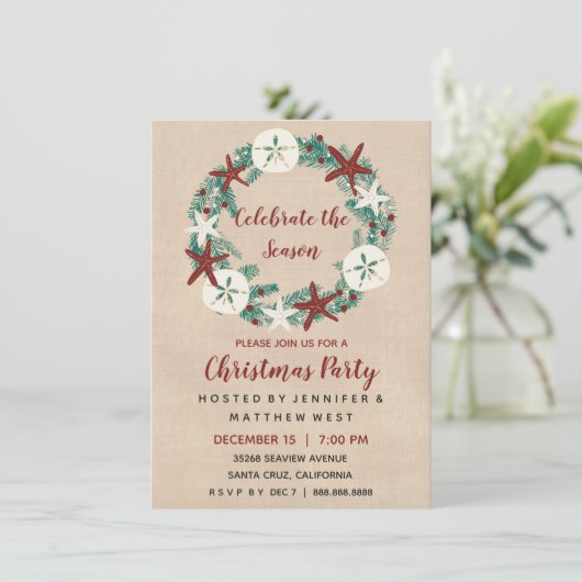 Rustic Coastal Christmas Beach Party 招待状 (スタンド正面)