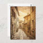 Rustic Cobblestone Streets European Village ポストカード (正面/裏面)