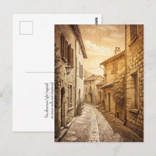 Rustic Cobblestone Streets European Village  ポストカード (正面/裏面)