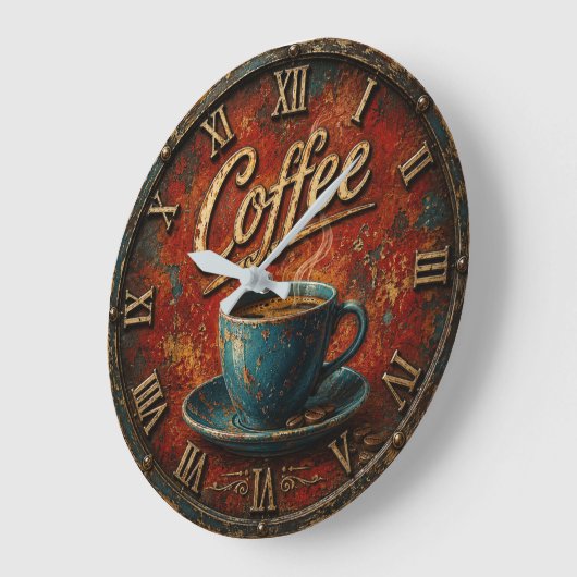 Rustic Coffee ラージ壁時計 (傾斜)
