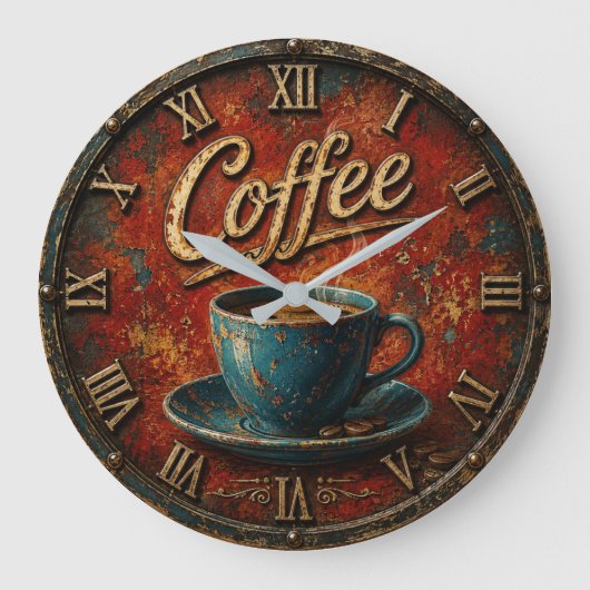 Rustic Coffee ラージ壁時計 (正面)