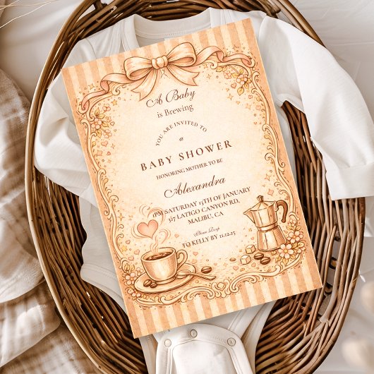 Rustic Coffee Baby Shower 招待状