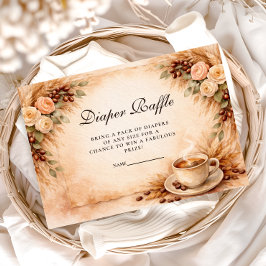 Rustic Coffee Baby Shower Diapper Raffle エンクロージャーカード
