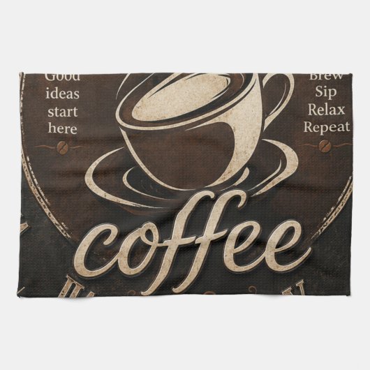 Rustic Coffee Bar Decor Gift キッチンタオル (横)