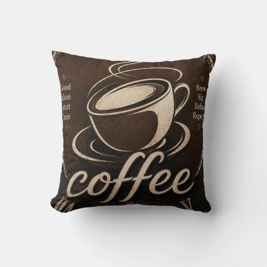 Rustic Coffee Bar Decor Gift クッション (正面)