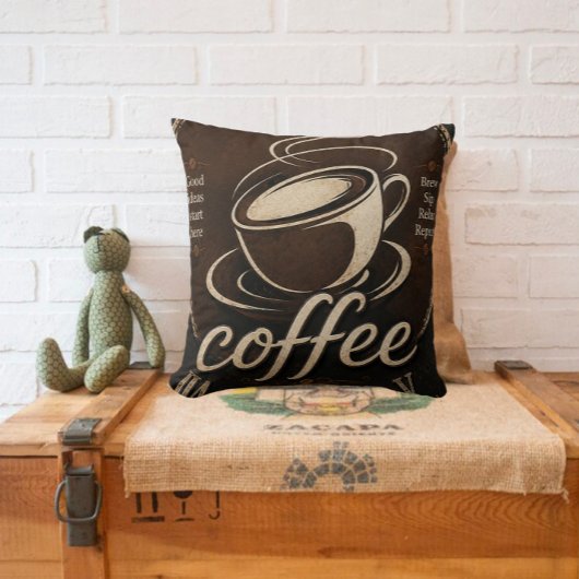 Rustic Coffee Bar Decor Gift クッション
