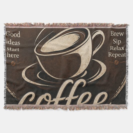 Rustic Coffee Bar Decor Gift スローブランケット (正面)