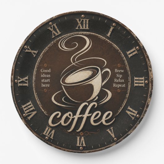Rustic Coffee Bar Decor Gift ペーパープレート (正面)