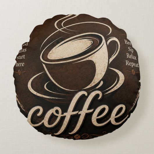 Rustic Coffee Bar Decor Gift ラウンドクッション (正面)