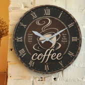 Rustic Coffee Bar Decor Gift ラージ壁時計