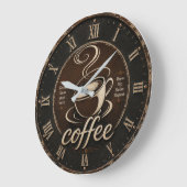 Rustic Coffee Bar Decor Gift ラージ壁時計 (傾斜)
