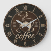 Rustic Coffee Bar Decor Gift ラージ壁時計 (正面)