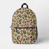 Rustic Coffee Bean & Leaf Pattern Backpack - Uniqu プリントバックパック (正面)