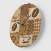 Rustic Coffee Patchwork Wall Clock ラージ壁時計 (傾斜)