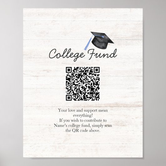 Rustic College Fund Graduation QR Code ポスター (正面)