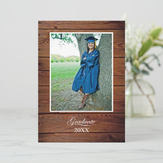 Rustic College Graduation Announcement with photo カード (スタンド正面)
