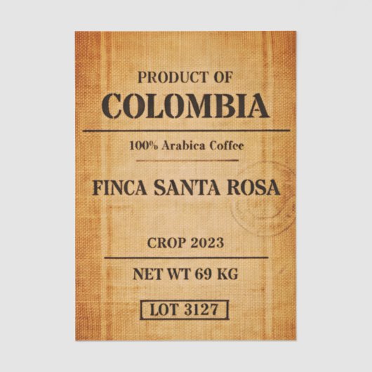 Rustic Colombian Coffee Burlap Sack FC6 Decoupage 薄葉紙 (正面)