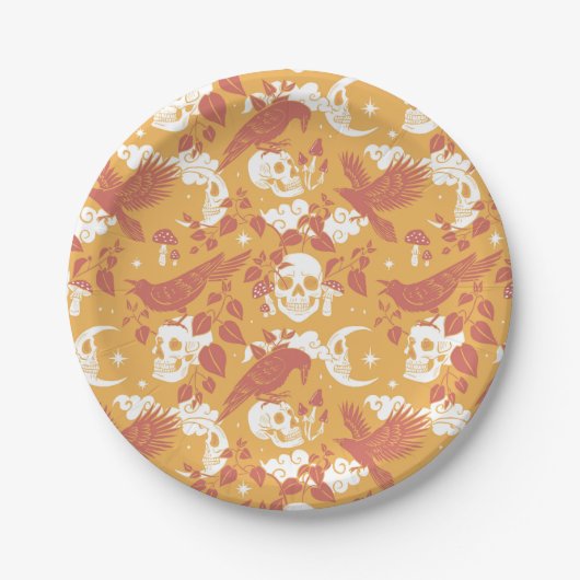 Rustic Color Halloween Pattern Paper Plates ペーパープレート (正面)