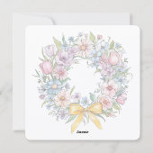 Rustic Colorful Floral Wreath With Yellow Bow シーズンカード (裏面)