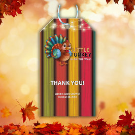 Rustic Colorful Little Turkey Baby Shower ギフトタグ