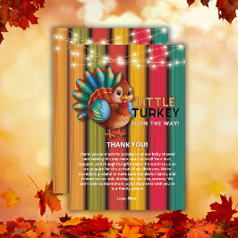 Rustic Colorful Little Turkey Baby Shower サンキューカード