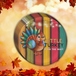 Rustic Colorful Little Turkey Baby Shower ペーパープレート
