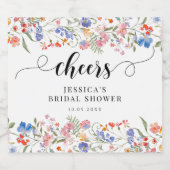 Rustic Colorful Wildflower Bridal Shower スパークリングワインラベル (シングルラベル)