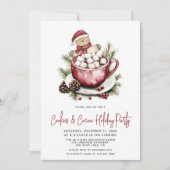 Rustic Cookies & Cocoa Cute Festive Holiday Party 招待状 (正面)