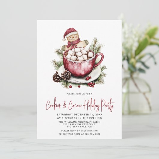 Rustic Cookies & Cocoa Cute Festive Holiday Party 招待状 (スタンド正面)