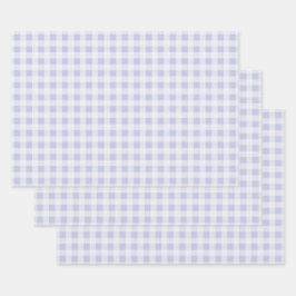 Rustic Cool Periwinkle Gray Gingham ラッピングペーパーシート