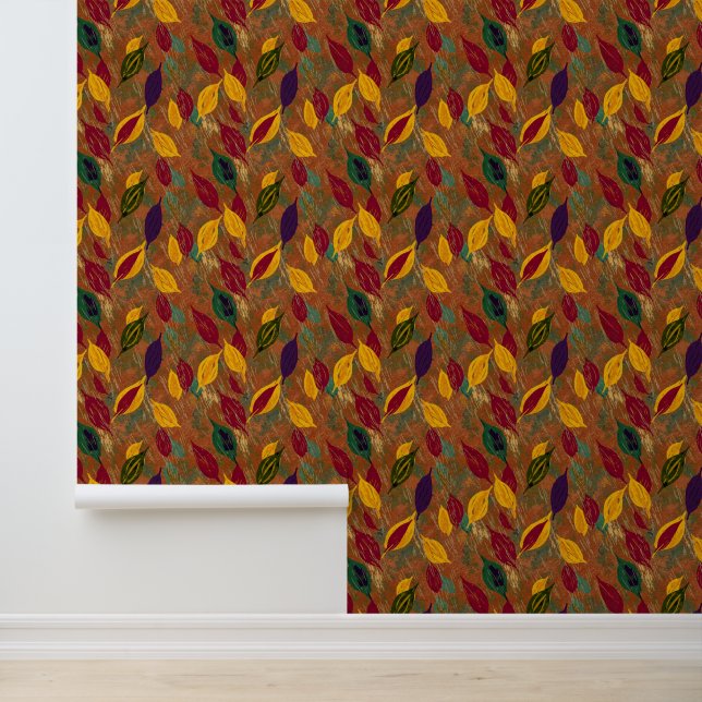 Rustic Copper Autumn Leaves Seamless Pattern  壁紙 (アプリケーション)