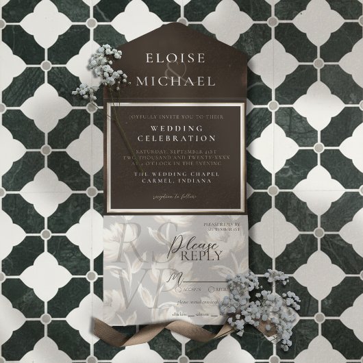 Rustic Copper Brown Wedding オールインワン招待状