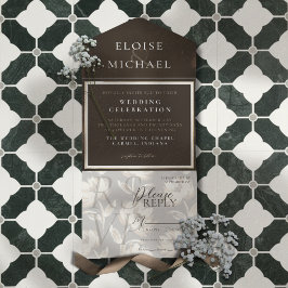 Rustic Copper Brown Wedding オールインワン招待状