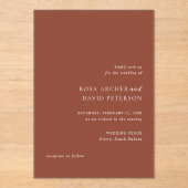 Rustic Copper Editorial Modern Wedding アクリル招待状 (正面)