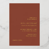 Rustic Copper Editorial Modern Wedding 箔招待状 (正面)