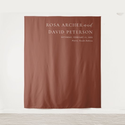 Rustic Copper Editorial Modern Wedding Backdrop タペストリー (正面)