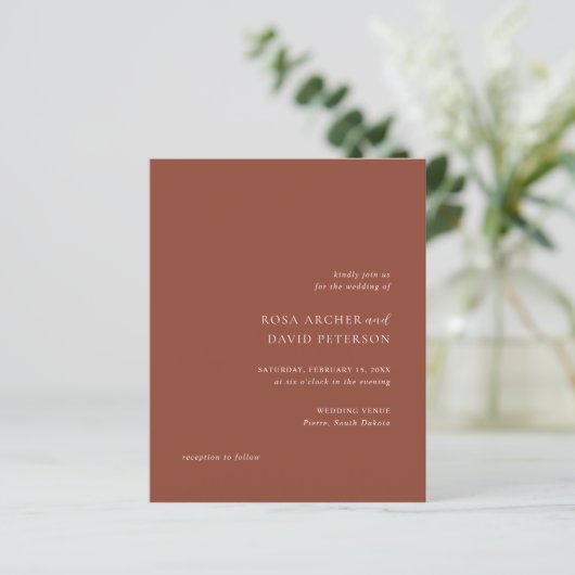 Rustic Copper Editorial Modern Wedding Invitation (スタンド正面)