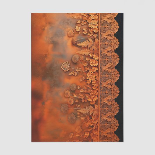 Rustic Copper & Lace Floral Panel EJ7 Decoupage 薄葉紙 (正面)