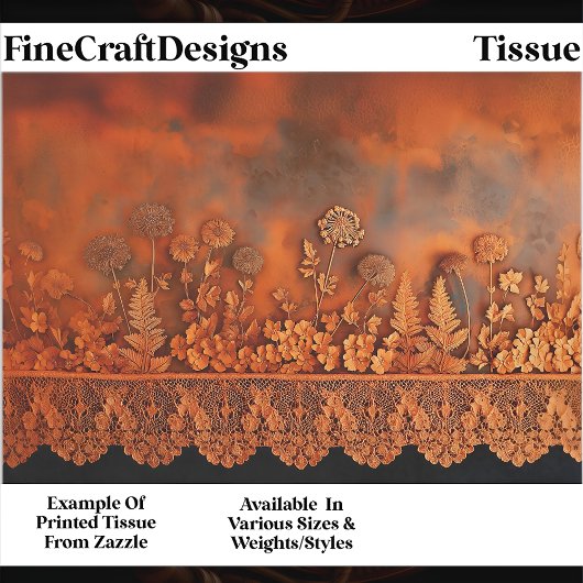 Rustic Copper & Lace Floral Panel EJ7 Decoupage 薄葉紙