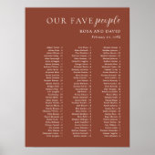 Rustic Copper Modern Wedding Seating Chart ポスター (正面)